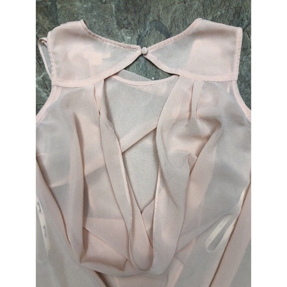 Marineblu Sz S Blush Pink Sleeveless Draped Back Blouse Pearl Front Tank Top - Picture 8 of 9